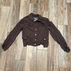 Michael Kors Brown Light Weight Crop Jacket